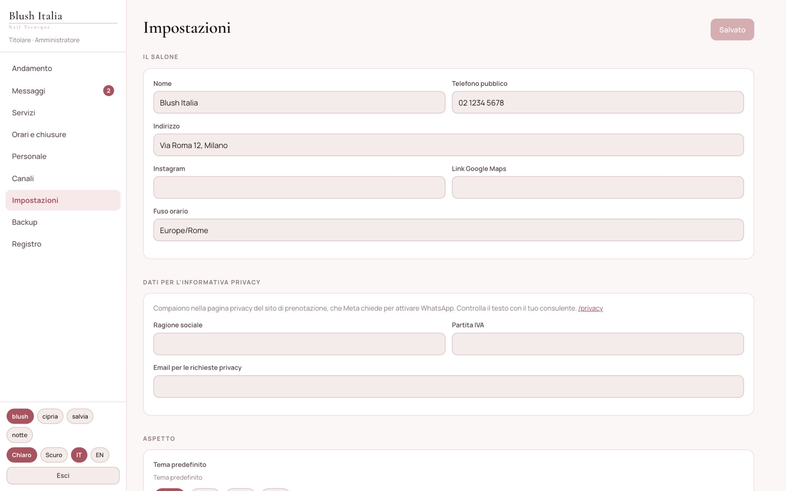 Impostazioni